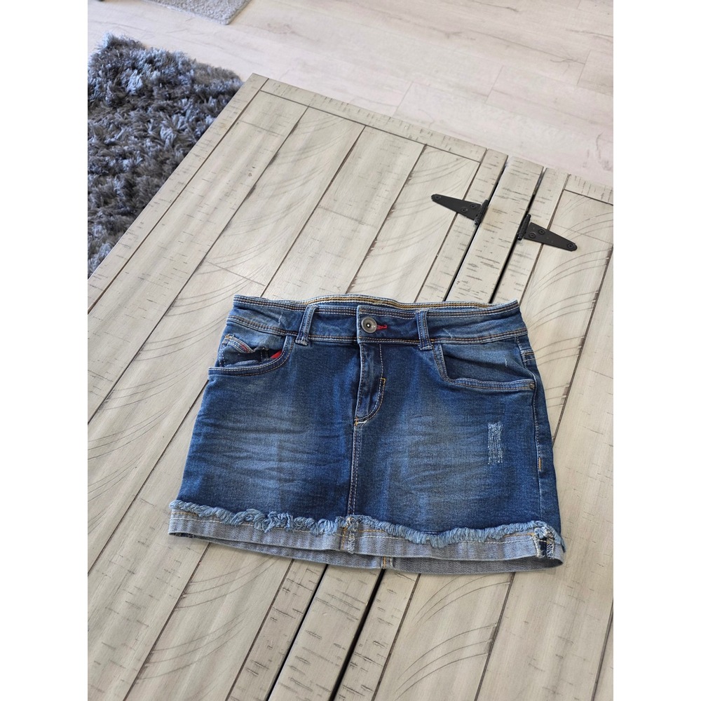 Calliope Denim Collection Blue Distressed Mini Skirt Raw Hem Womens Size S‎